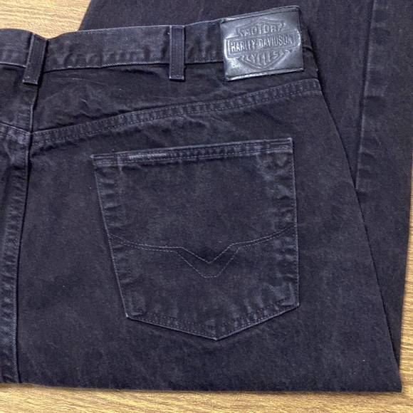 Harley-Davidson Other - Harley Davidson Motorcycle Lightly Faded Black Short Length Denim Jeans Size 46
